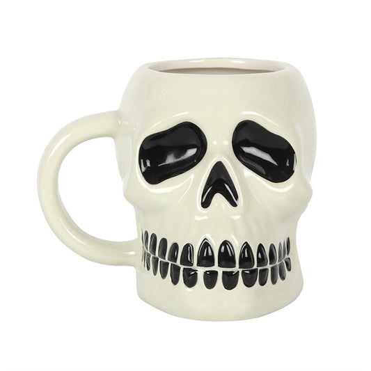 Tasse Totenkopf Becher weiß