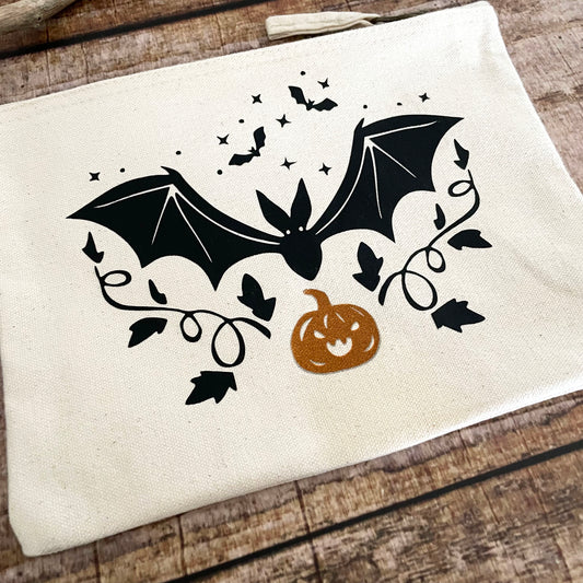Kosmetiktasche Fledermaus Kulturbeutel natur Halloween