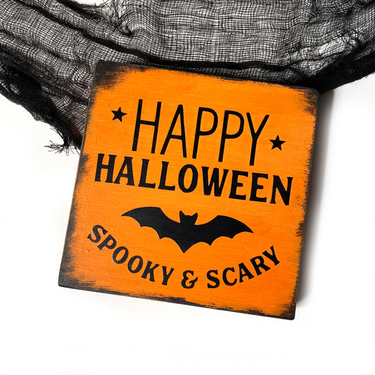 Holzschild Happy Halloween Dekoschild Farmhouse-Stil
