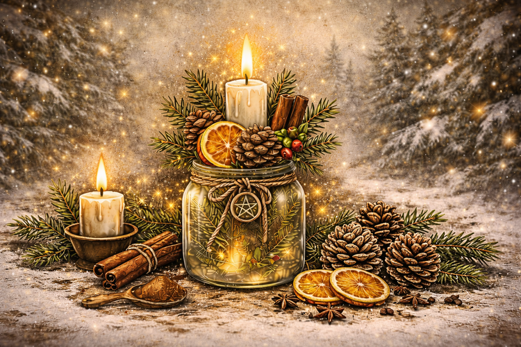 A Mini Yule Altar in a Jar