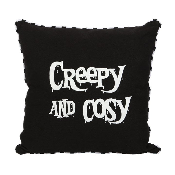 Kissen Creepy and cozy gothic schwarz weiß