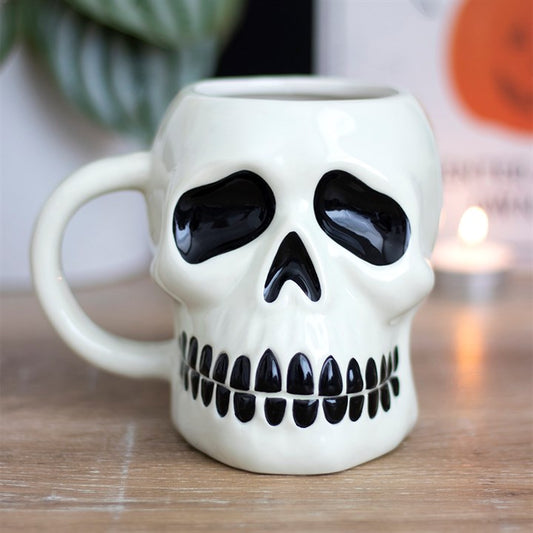 Tasse Totenkopf Becher weiß