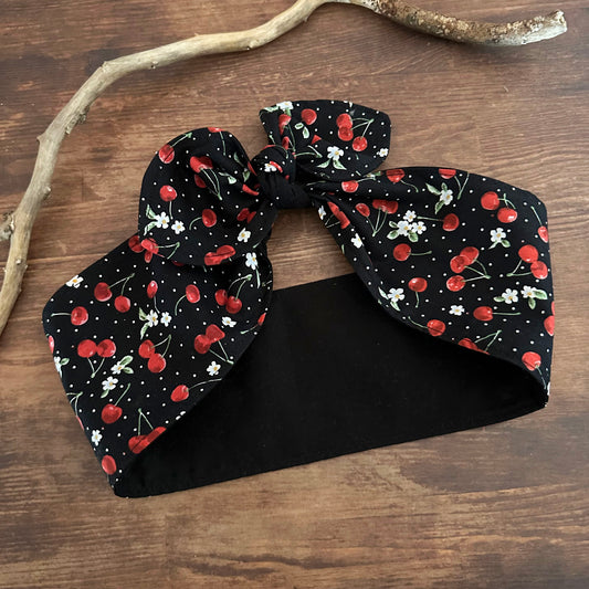 Haarband Rockabilly Cherry Love schwarz mit Kirschen