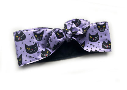 Haarband Halloween schwarze Katze Bandana Rockabilly lila