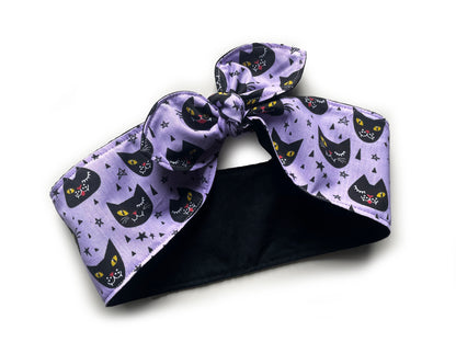 Haarband Halloween schwarze Katze Bandana Rockabilly lila