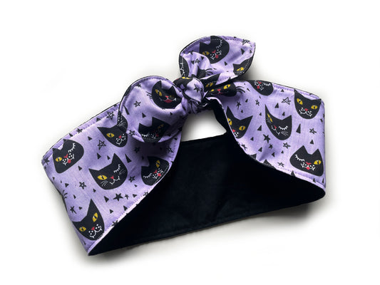 Haarband Halloween schwarze Katze Bandana Rockabilly lila