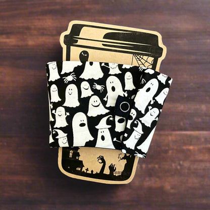 Cup Sleeve Kaffeebecherhülle Geister glow in the dark Halloween Becherwärmer