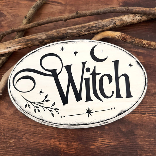 Holzschild Wanddeko Witch