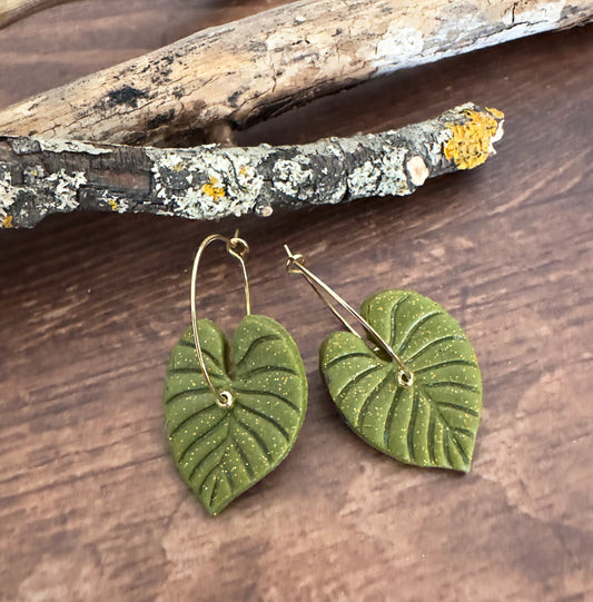 Ohrringe Philodendron Blatt Cottagecore