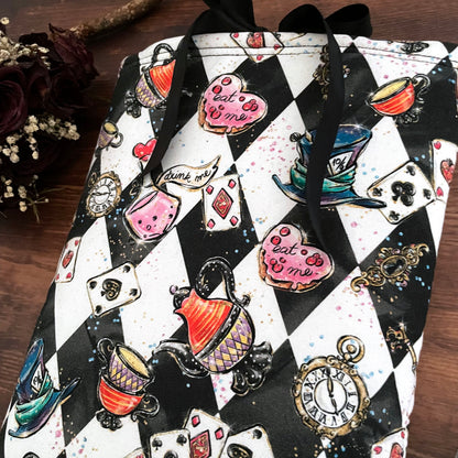 Buchtasche Buchhülle Alice im Wunderland kariert A5