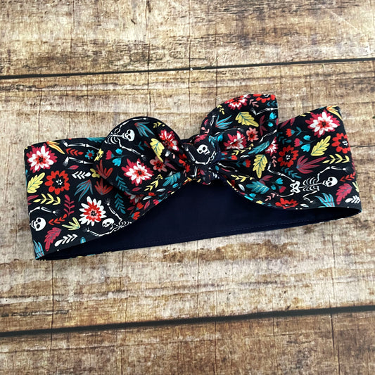Haarband Rockabilly Happy Skeletons dunkelblau