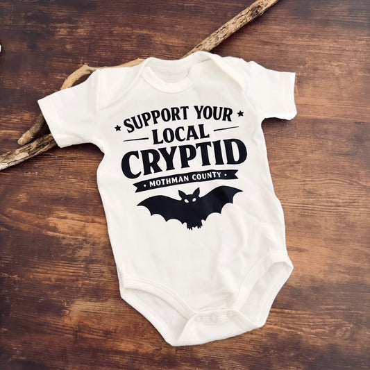 Kurzarmbody Support your local cryptid weiß