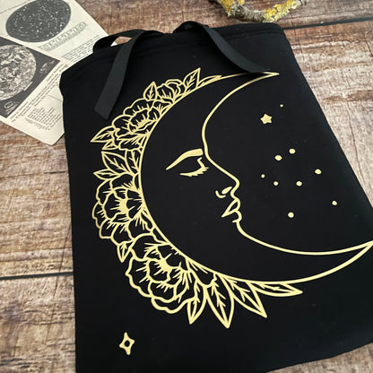 Buchtasche Buchhülle Goldener Mond A5