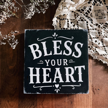 „Bless Your Heart“ Deko-Schild aus MDF - Landhaus-Deko mit Südstaaten-Charme, 15 × 15 cm