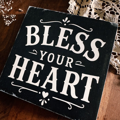 „Bless Your Heart“ Deko-Schild aus MDF - Landhaus-Deko mit Südstaaten-Charme, 15 × 15 cm