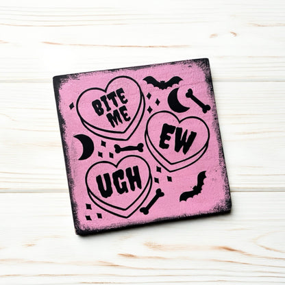 Wooden Sign Valloween Valentine's Day Spooky Farmhouse
