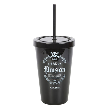 Trinkbecher Deadly Poison Tumbler mit Strohhalm Kunststoff schwarz gothic