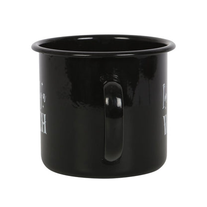 Tasse Emaille Secretly a Witch schwarz Becher