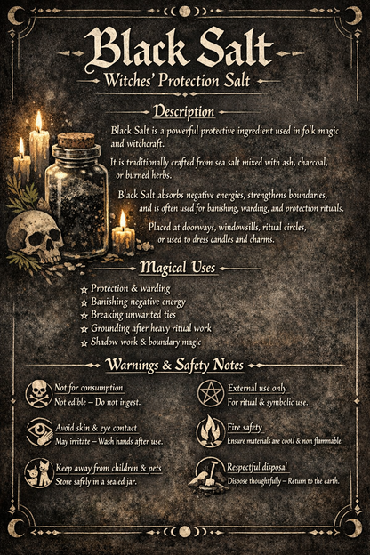 Spell Jar Black Salt Talisman Witch Salt