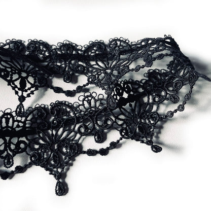 Halsband viktorianischer Choker Spitze schwarz