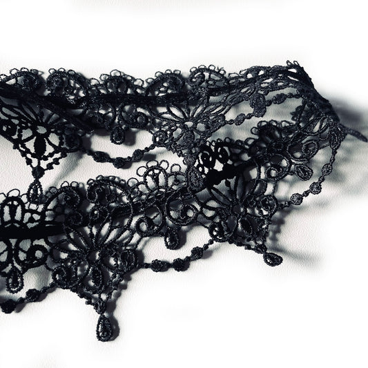 Halsband viktorianischer Choker Spitze schwarz
