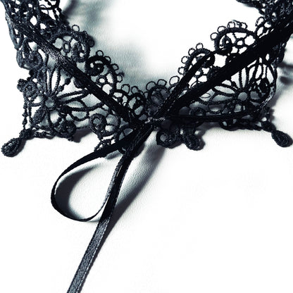 Halsband viktorianischer Choker Spitze schwarz