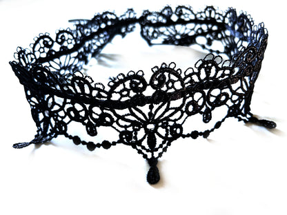 Halsband viktorianischer Choker Spitze schwarz