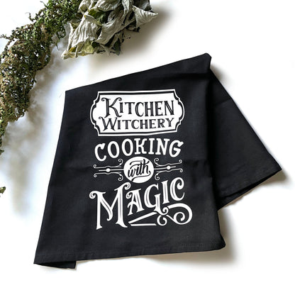 Tea towel Geschirrtuch Cooking with magic schwarz