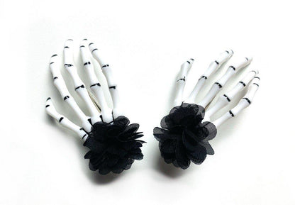 Skeletthand Haarspange Haarclip Blume