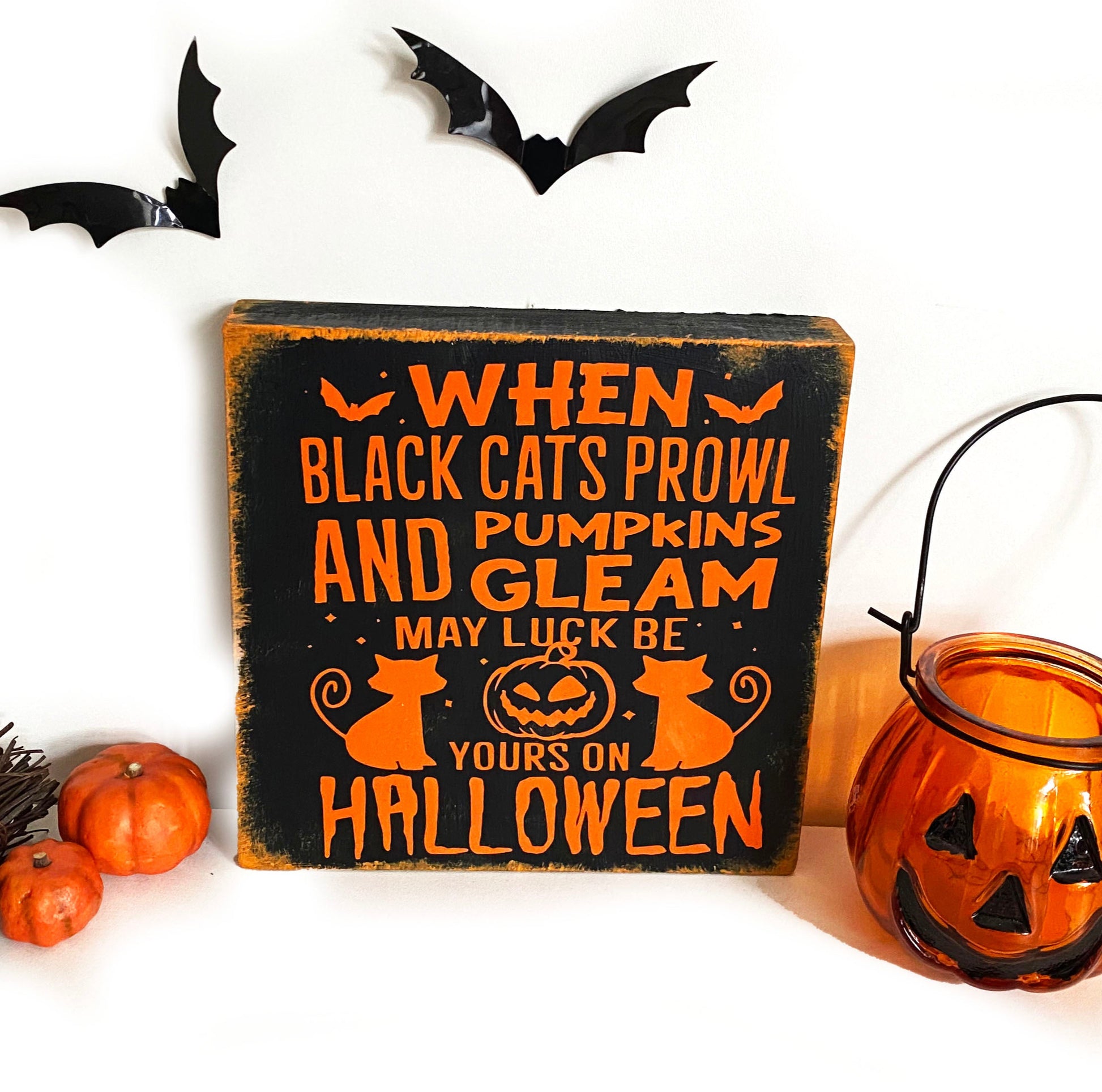 Holzblock Holzschild Halloween Dekoration spooky home Farmhouse 