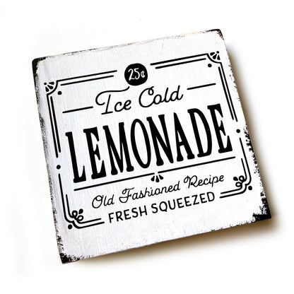 Holzschild Farmhouse Ice Cold Lemonade Dekoschild