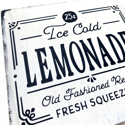 Holzschild Farmhouse Ice Cold Lemonade Dekoschild