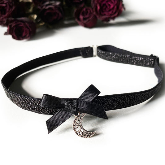 Choker Celestial Moon Halsband Glitzer schwarz