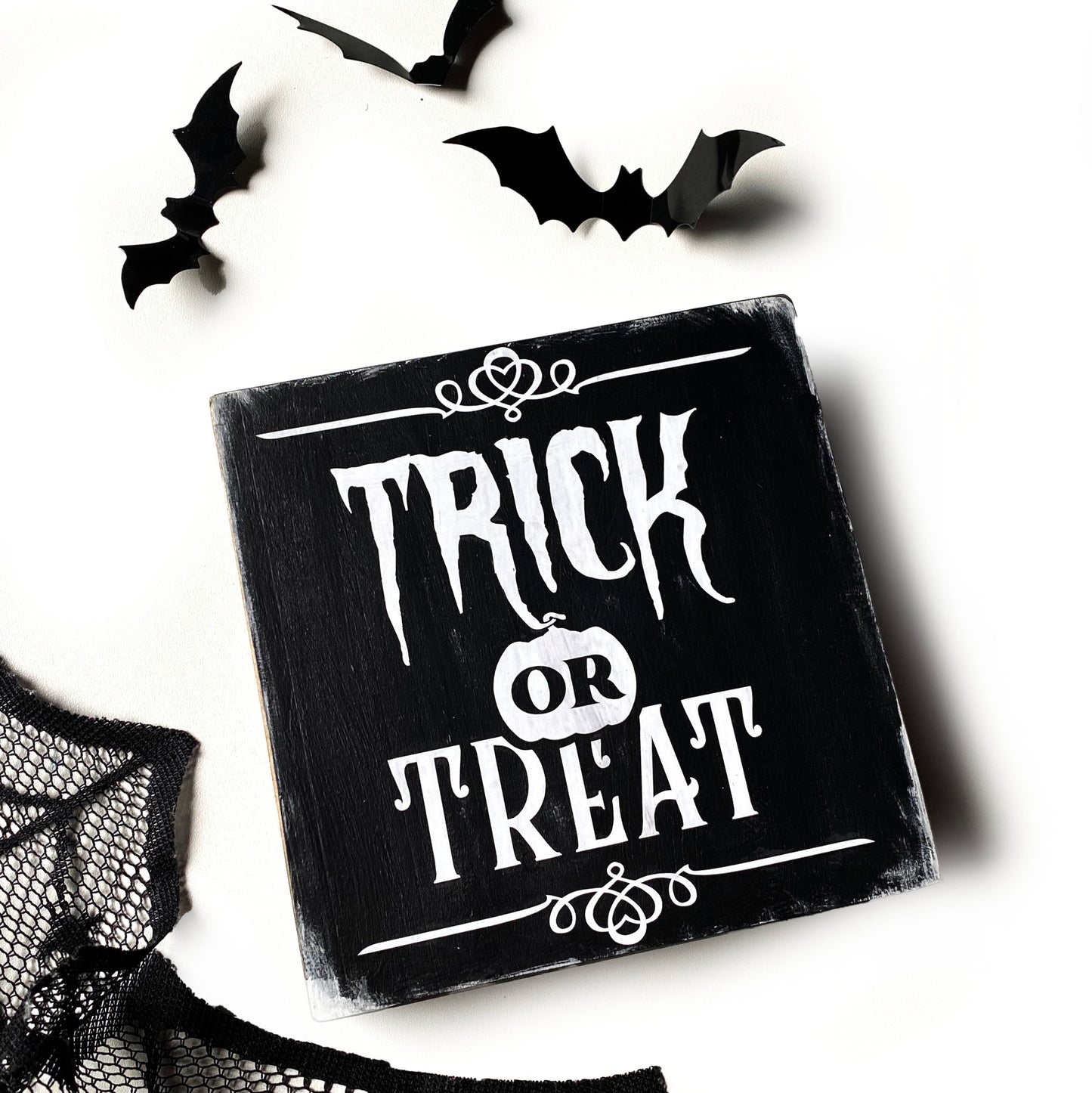 Wooden Sign Halloween Trick or Treat Farmhouse